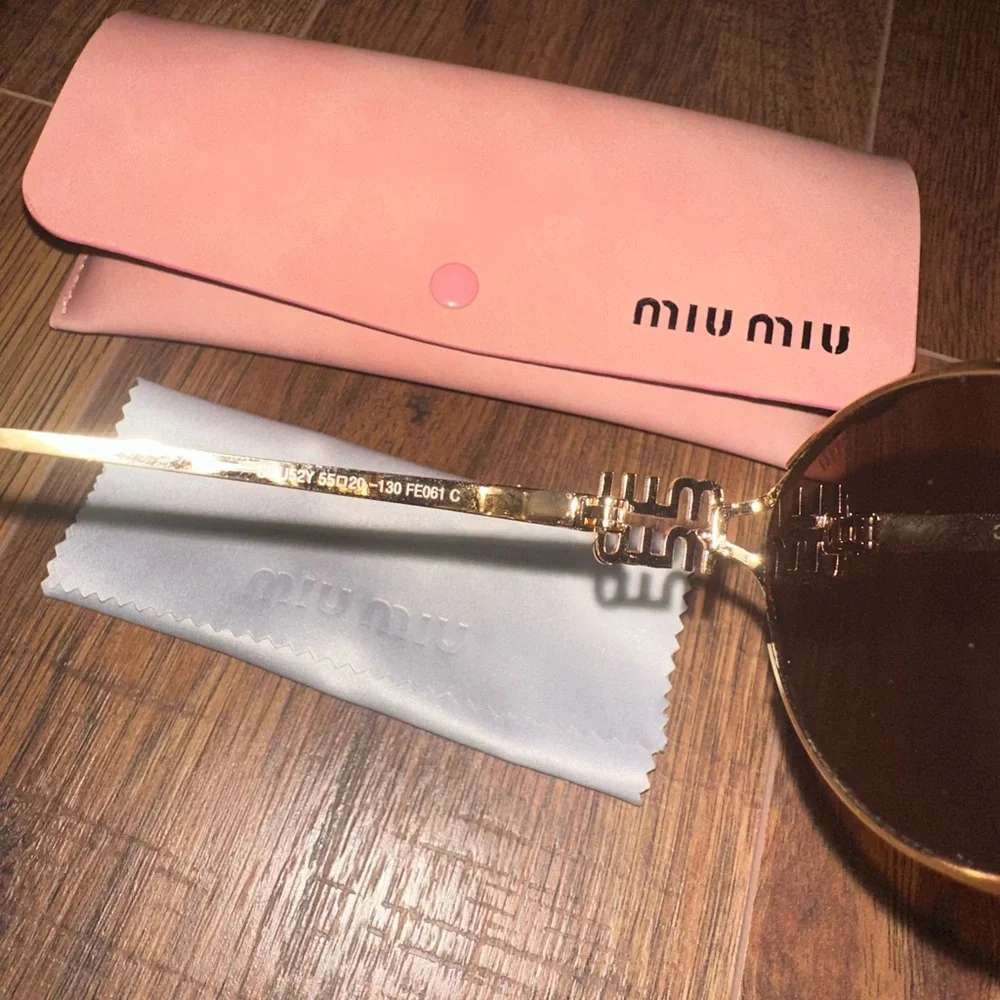 Miu Miu Gold-Tone Logo Glasses - Picture 5 of 5